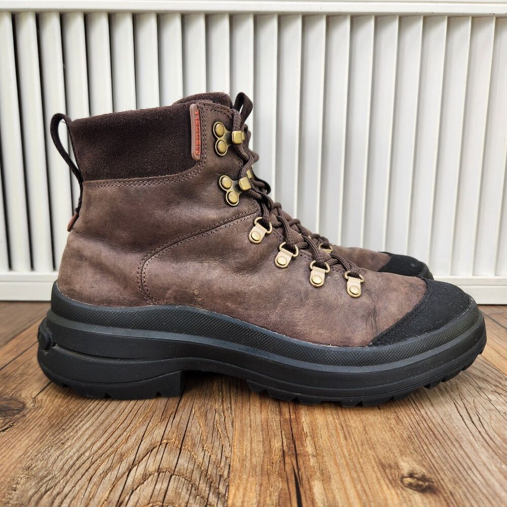 Merrell Harper Lace Zip Waterproof Boots Womens Sz 9 Brown Leather Outdoors Trek